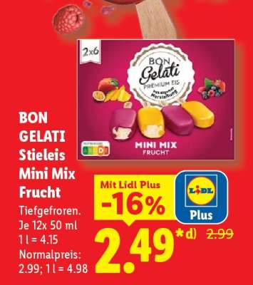 Bon Gelati Stieleis Mini Mix Frucht