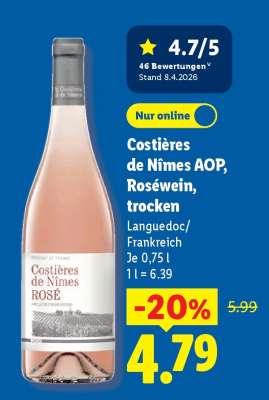 Costières de Nîmes AOP, Roséwein, trocken