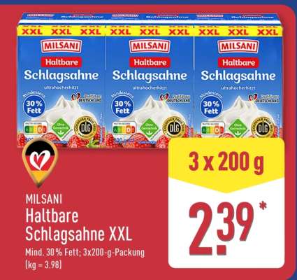 MILSANI Haltbare Schlagsahne XXL