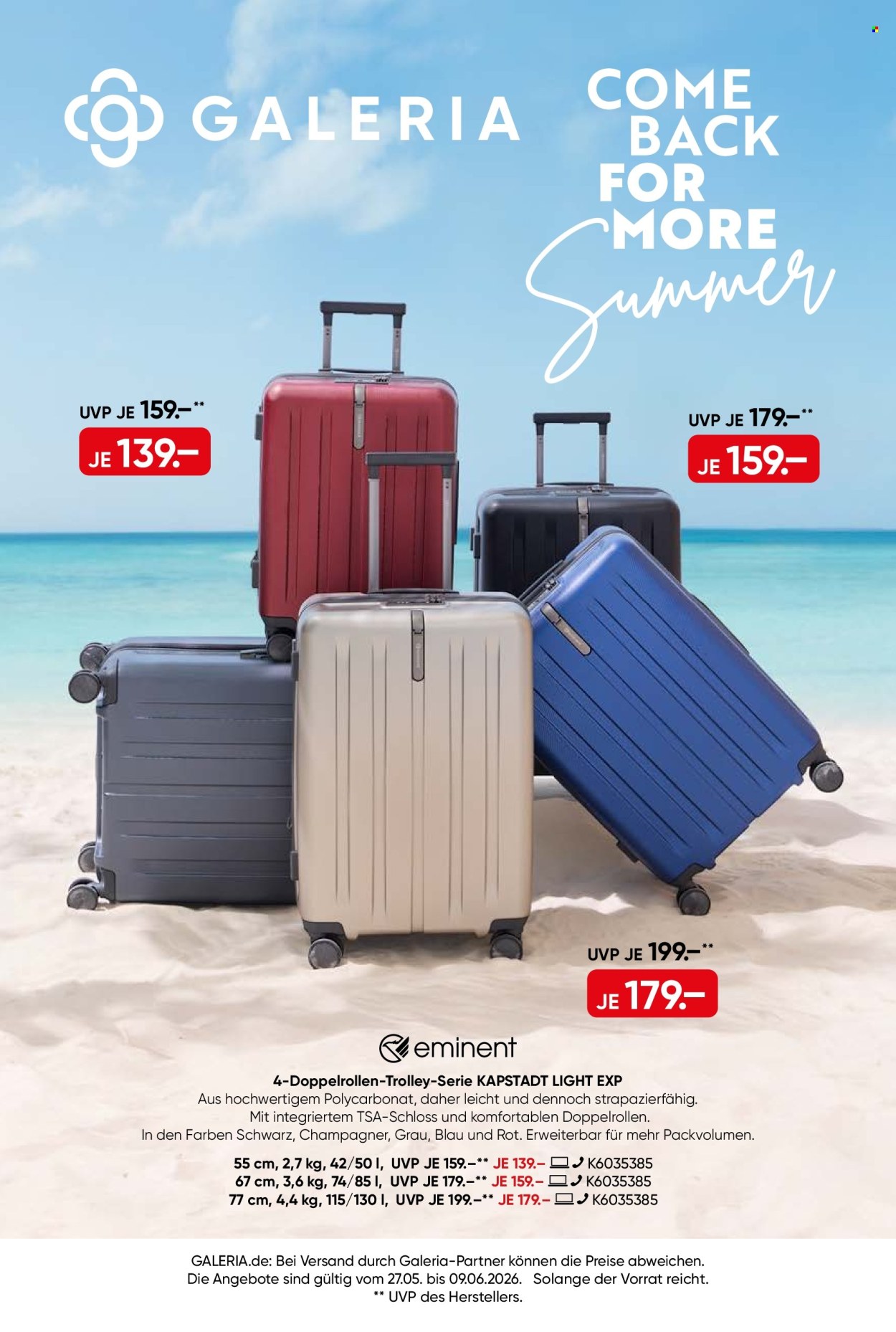 GALERIA Karstadt Kaufhof Prospekte  - 27.05.2026 - 9.06.2026. Seite 1