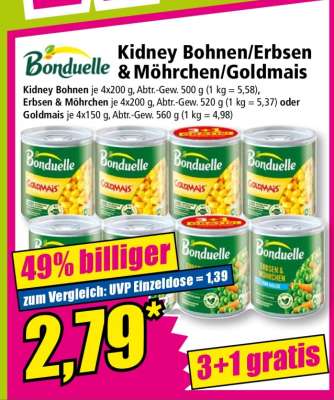 Kidney Bohnen/Erbsen & Möhrchen/Goldmais