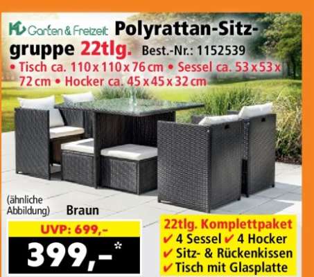 Polyrattan-Sitzgruppe 22tlg.