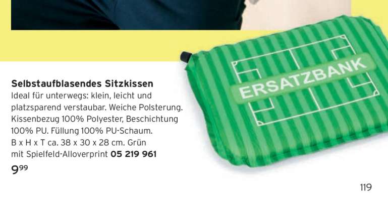Selbstaufblasendes Sitzkissen