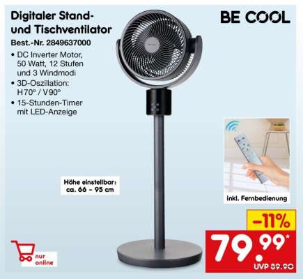 Digitaler Stand- und Tischventilator