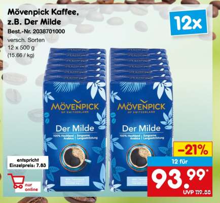Mövenpick Kaffee, z.B. Der Milde