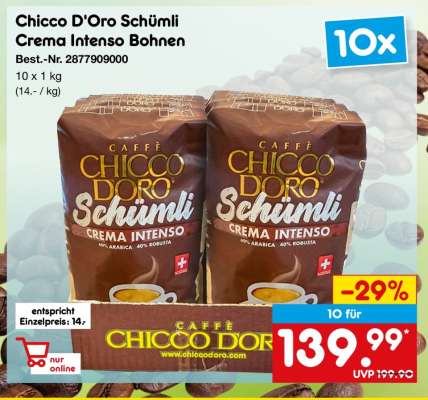 Chicco D'Oro Schümli Crema Intenso Bohnen