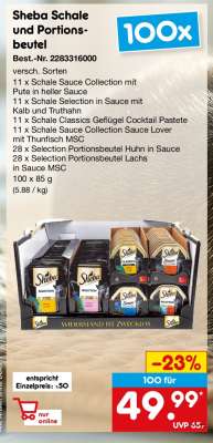 Sheba Schale und Portionsbeutel