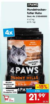 4PAWS Hundetrockenfutter Huhn
