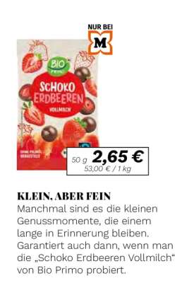 Bio Primo Schoko Erdbeeren Vollmilch