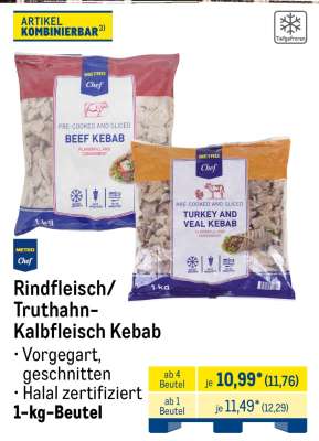 Rindfleisch/Truthahn-Kalbfleisch Kebab