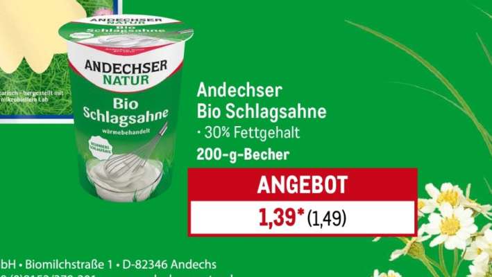 Andechser Bio Schlagsahne