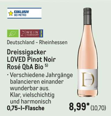 Dreissigacker LOVED Pinot Noir Rosé QbA Bio