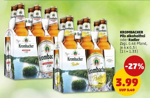 KROMBACHER Pils alkoholfrei oder Radler