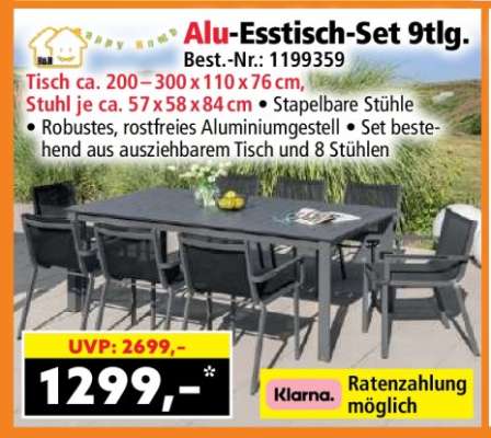 Alu-Esstisch-Set 9tlg.