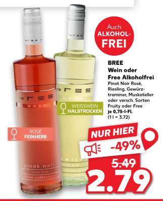 BREE Wein oder Free Alkoholfrei