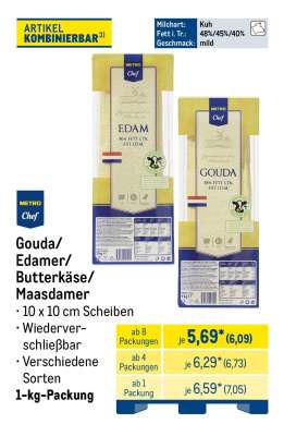 Gouda/ Edamer/ Butterkäse/ Maasdamer