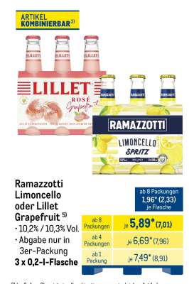Ramazzotti Limoncello oder Lillet Grapefruit
