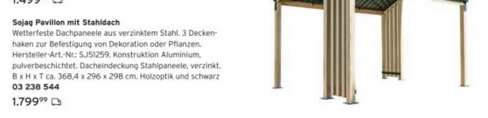 Sojag Pavillon mit Stahldach