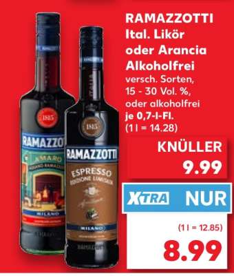 RAMAZZOTTI Ital. Likör oder Arancia Alkoholfrei
