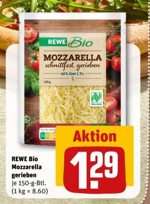 REWE Bio Mozzarella gerieben