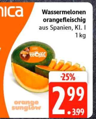 Wassermelonen orangefleischig