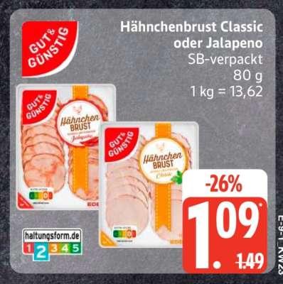 Hähnchenbrust Classic oder Jalapeno