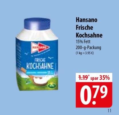 Hansano Frische Kochsahne