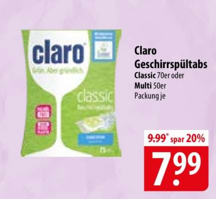 Claro Geschirrspültabs