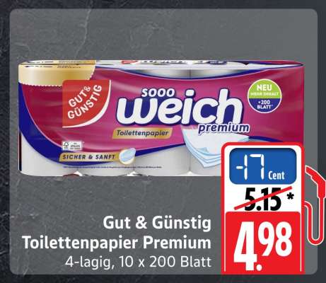 Gut & Günstig Toilettenpapier Premium