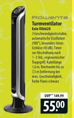 Rowenta Turmventilator Eole VU6620