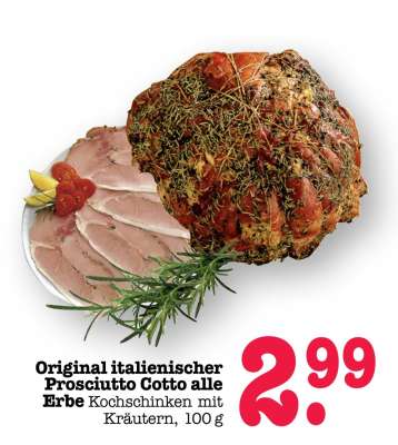 Original italienischer Prosciutto Cotto alle Erbe