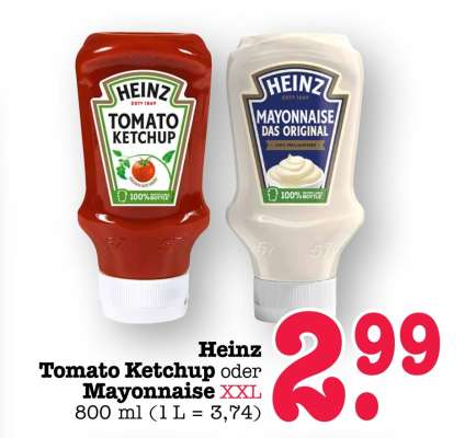 Heinz Tomato Ketchup oder Mayonnaise XXL