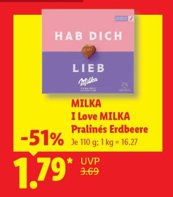 MILKA I Love MILKA Pralinés Erdbeere