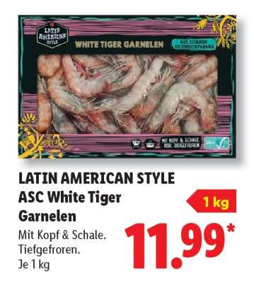 Latin American Style ASC White Tiger Garnelen