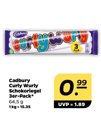Cadbury Curly Wurly Schokoriegel 3er-Pack