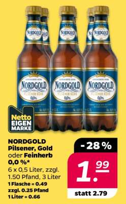 NORDGOLD Pilsener, Gold oder Feinherb 0,0%