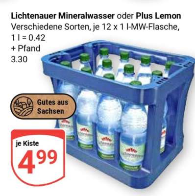 Lichtenauer Mineralwasser oder Plus Lemon