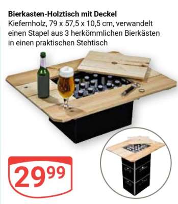 Bierkasten-Holztisch mit Deckel