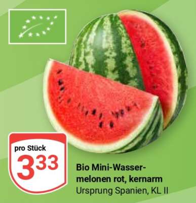 Bio Mini-Wassermelonen rot, kernarm