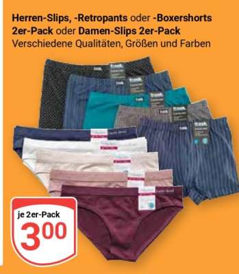 Herren-Slips, -Retropants oder -Boxershorts 2er-Pack oder Damen-Slips 2er-Pack
