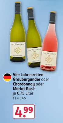 Vier Jahreszeiten Grauburgunder oder Chardonnay oder Merlot Rosé