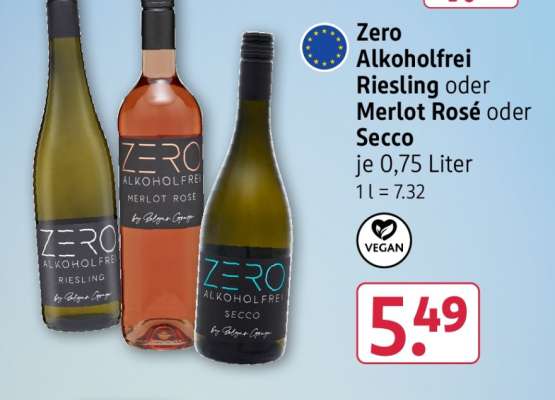 Zero Alkoholfrei Riesling oder Merlot Rosé oder Secco