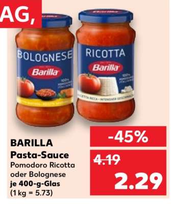 BARILLA Pasta-Sauce Pomodoro Ricotta oder Bolognese je 400-g-Glas