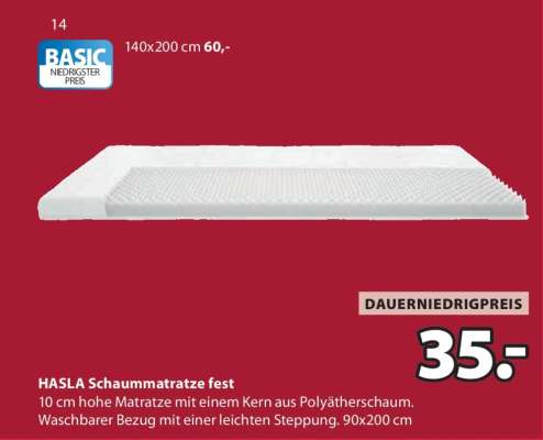 HASLA Schaummatratze fest