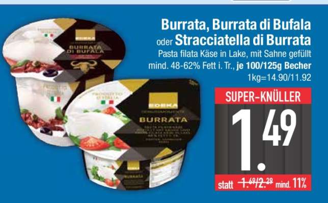 Burrata, Burrata di bufala oder Stracciatella di Burrata