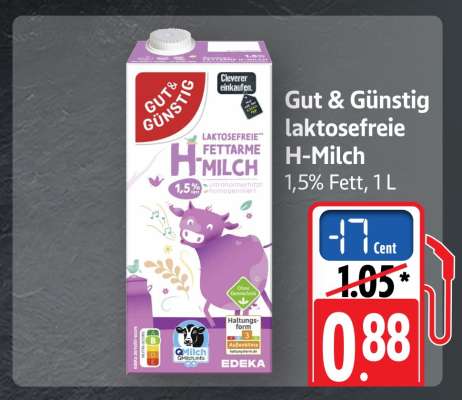 Gut & Günstig laktosefreie H-Milch