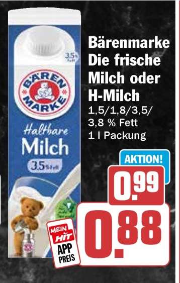 Bärenmarke Die frische Milch oder H-Milch