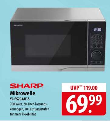Sharp Mikrowelle YC-PS204AE-S