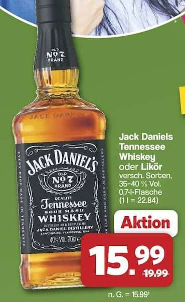 Jack Daniels Tennessee Whiskey oder Likör