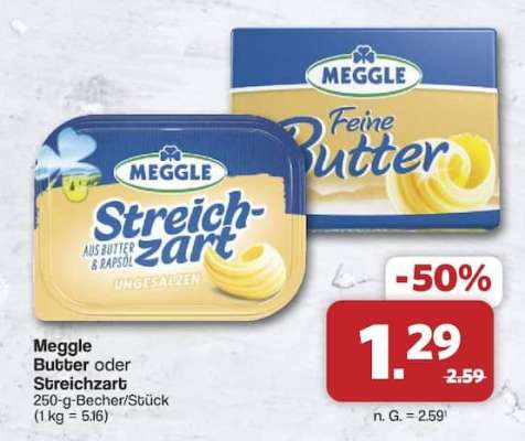Meggle Butter oder Streichzart